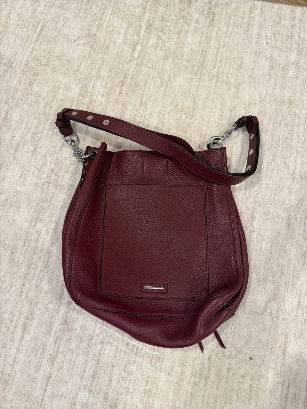 Womenâs Pebbled Leather Shoulder Bag In Deep Burgundy